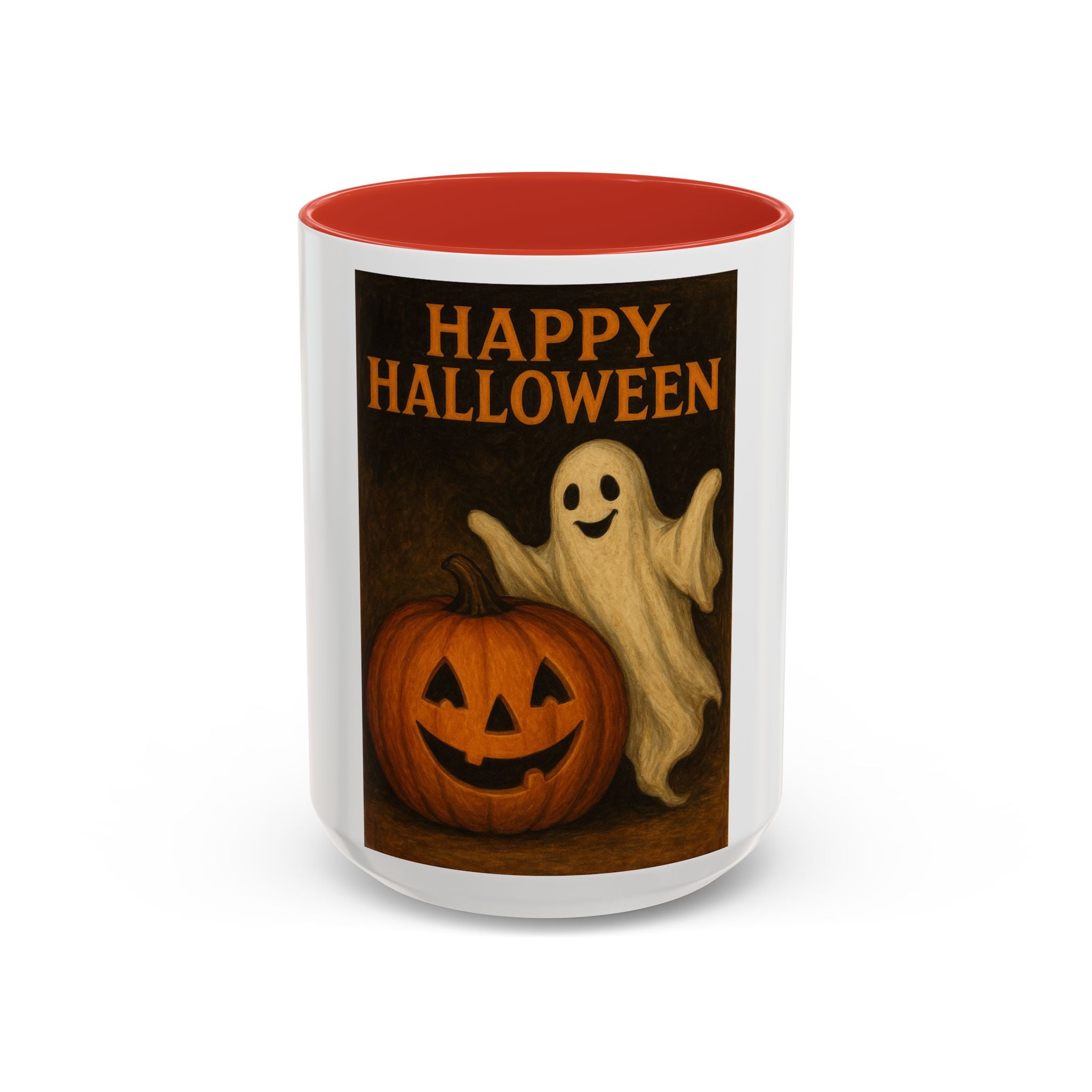 Happy Halloween Coffee Mug — Vintage Ghost & Jack-O'-Lantern Accent Mug (11/15oz)
