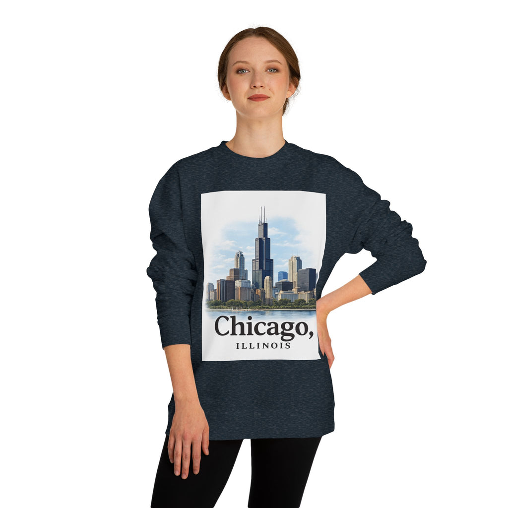 Chicago Skyline Crewneck Sweatshirt — Chicago, Illinois Cityscape Pullover