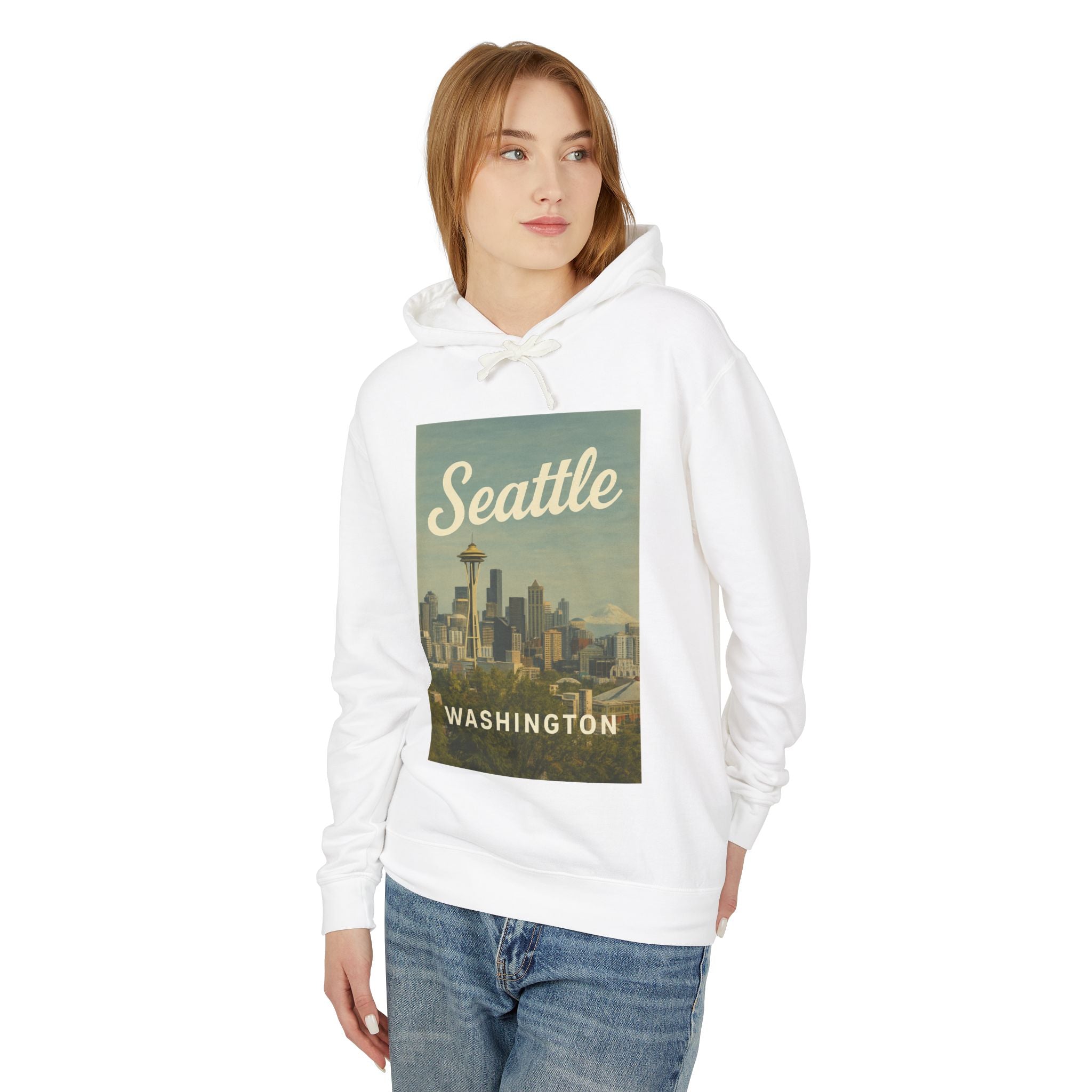 Seattle Vintage Skyline Hoodie — Washington Retro Travel Sweatshirt