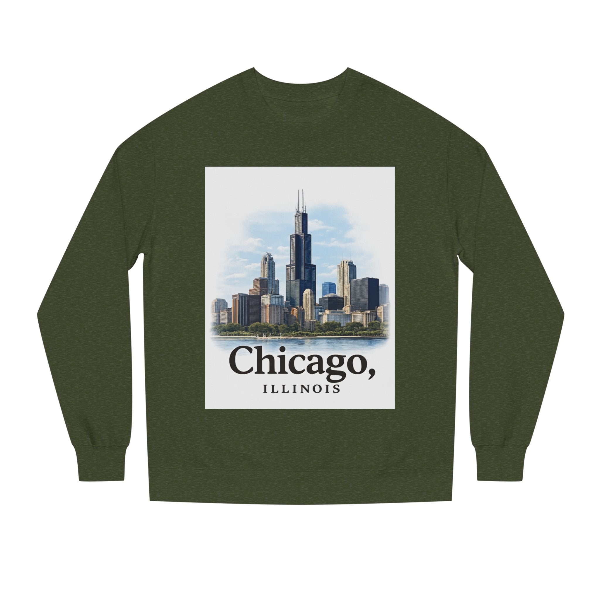 Chicago Skyline Crewneck Sweatshirt — Chicago, Illinois Cityscape Pullover