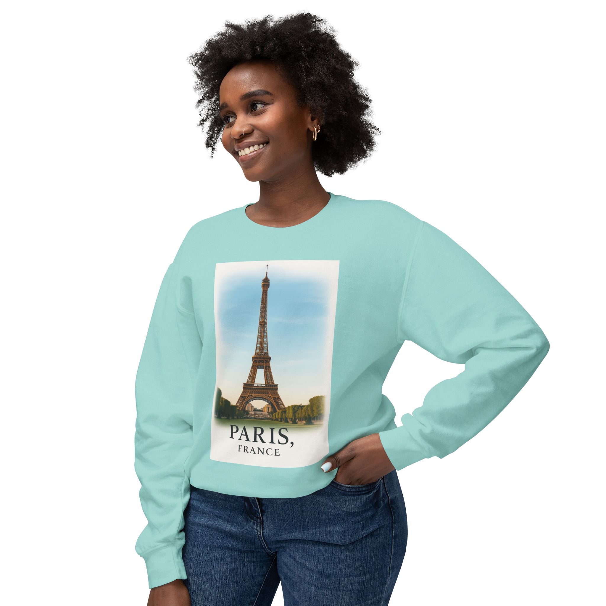 Paris Eiffel Tower Crewneck Sweatshirt — Vintage Paris, France Graphic