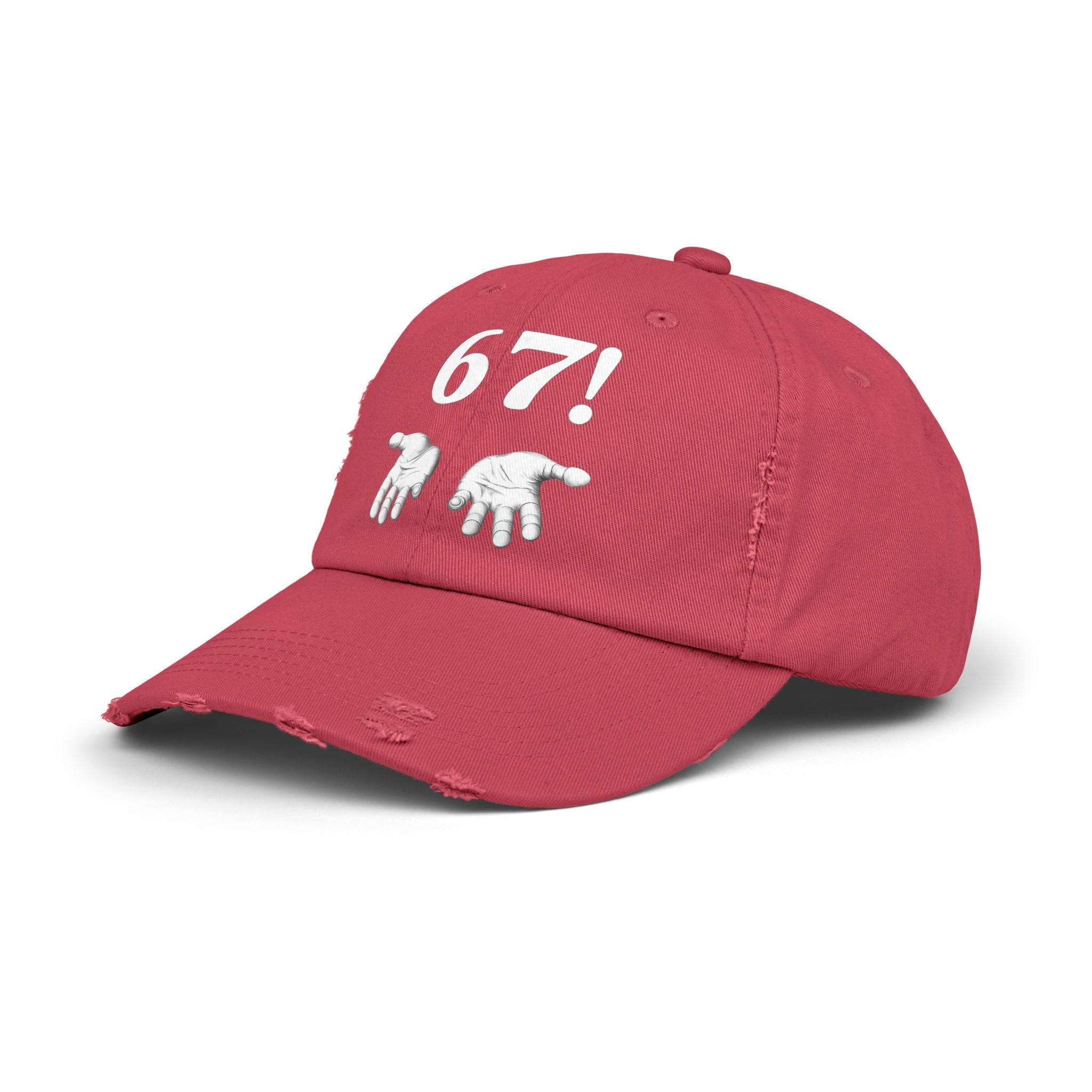 Distressed Cap — "6-7!" Hands Graphic Baseball Hat