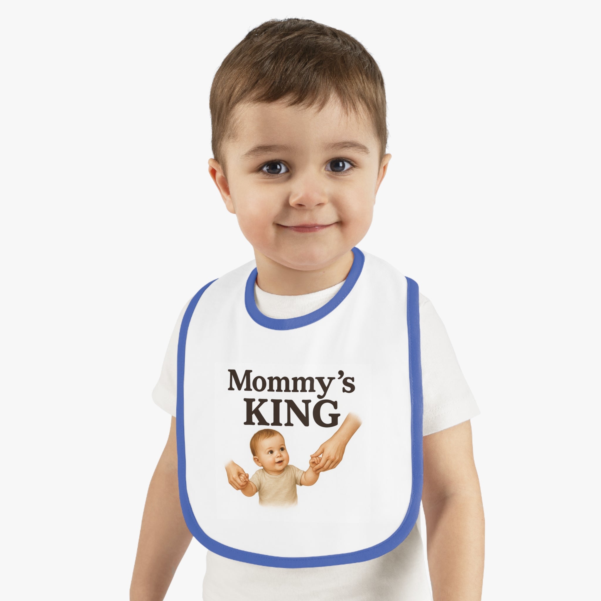 Mommy's King Baby Bib — Contrast Trim Jersey Feeding Bib