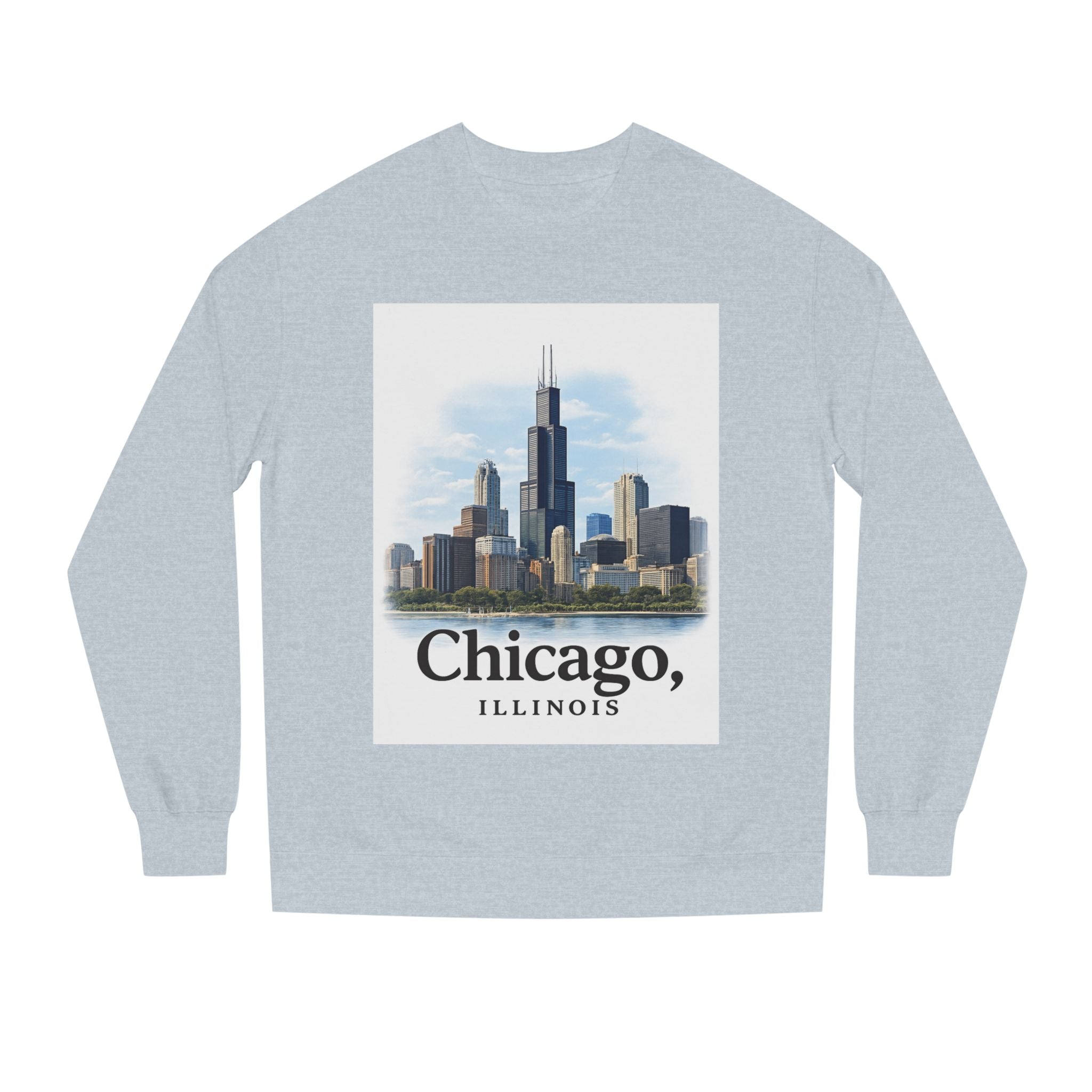 Chicago Skyline Crewneck Sweatshirt — Chicago, Illinois Cityscape Pullover