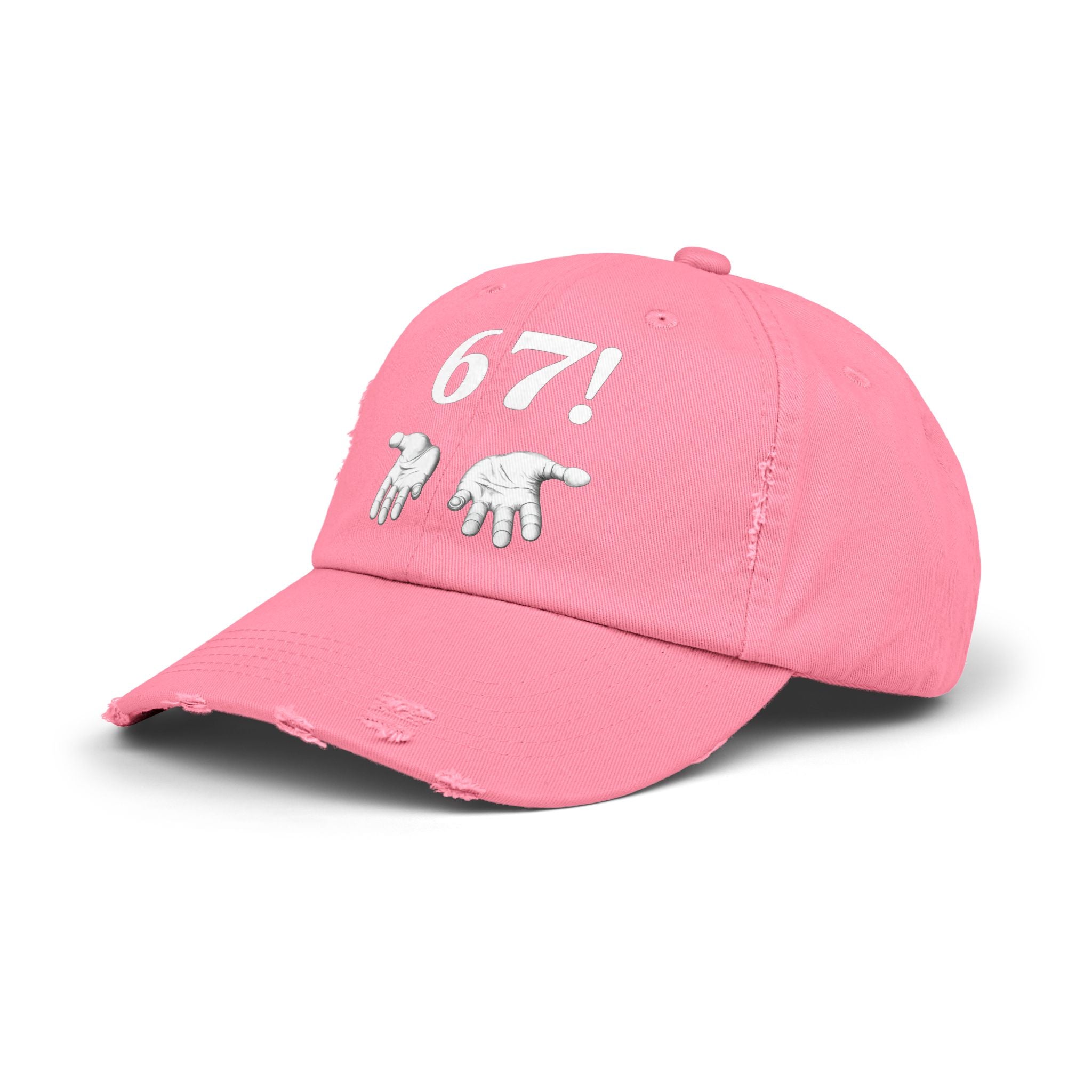 Distressed Cap — "6-7!" Hands Graphic Baseball Hat