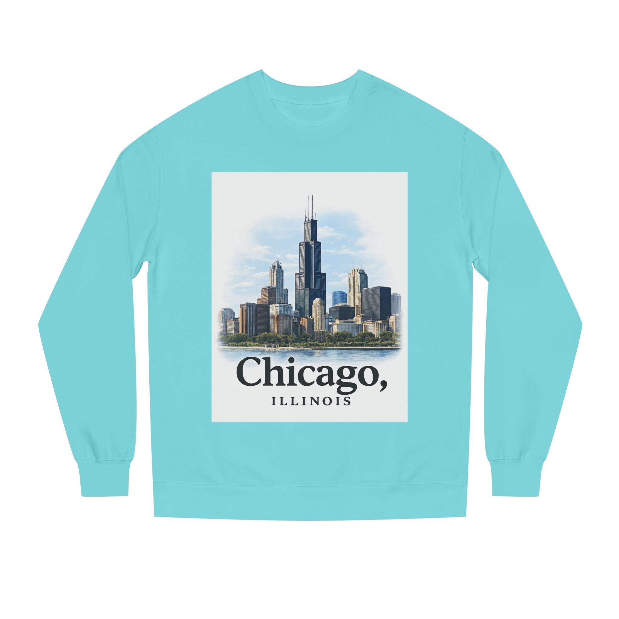 Chicago Skyline Crewneck Sweatshirt — Chicago, Illinois Cityscape Pullover