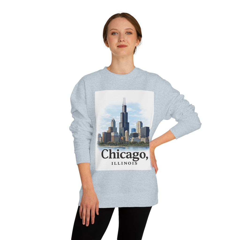Chicago Skyline Crewneck Sweatshirt — Chicago, Illinois Cityscape Pullover