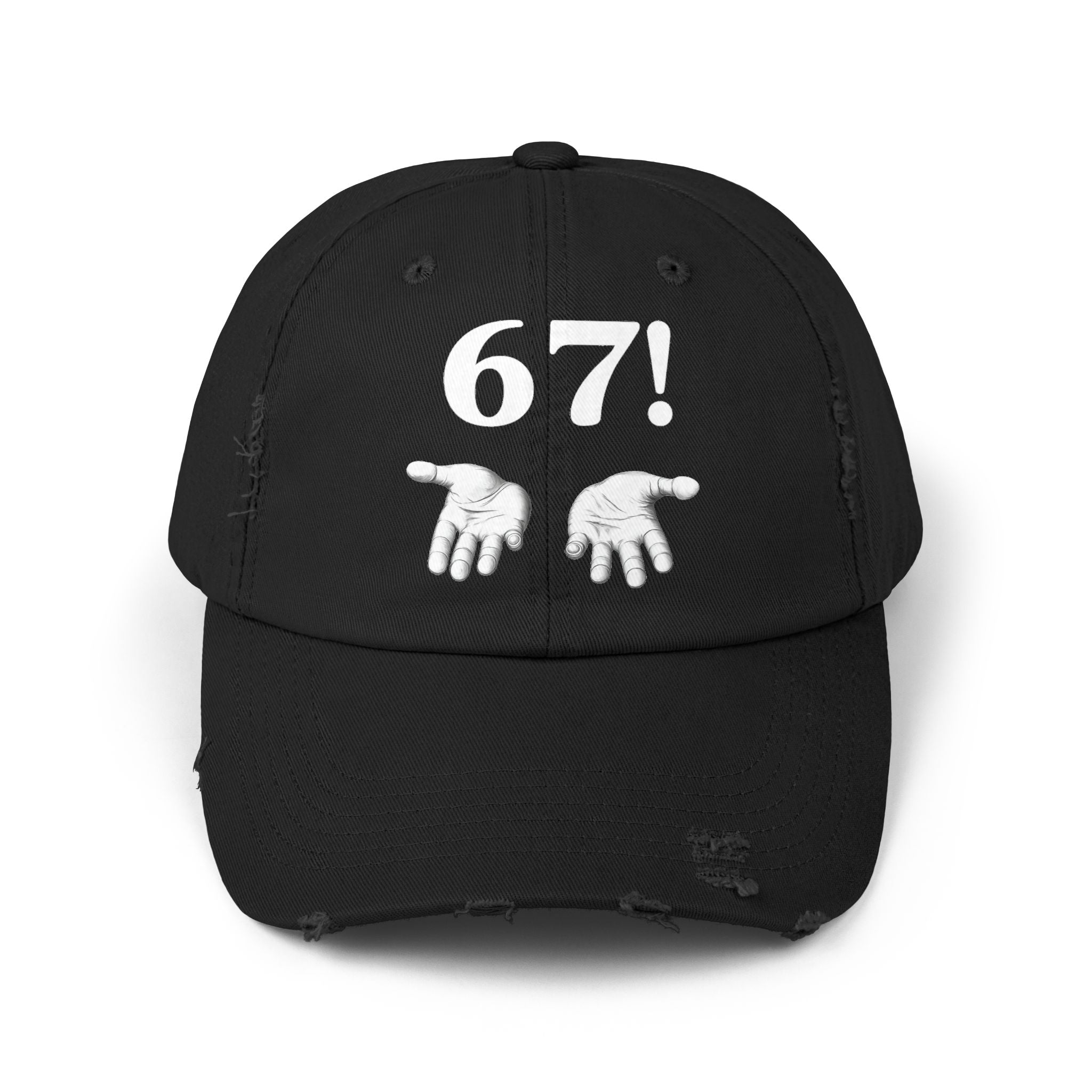 Distressed Cap — "6-7!" Hands Graphic Baseball Hat