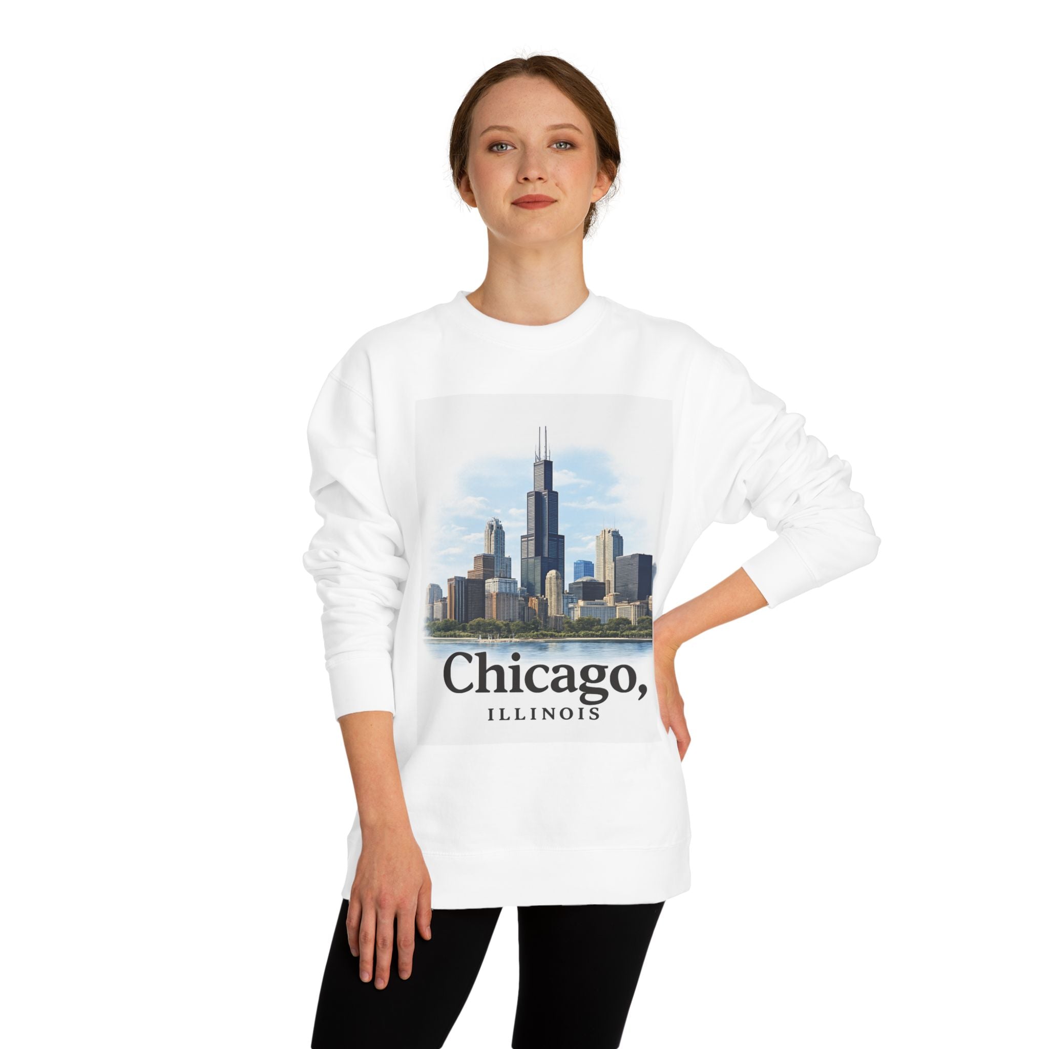 Chicago Skyline Crewneck Sweatshirt — Chicago, Illinois Cityscape Pullover