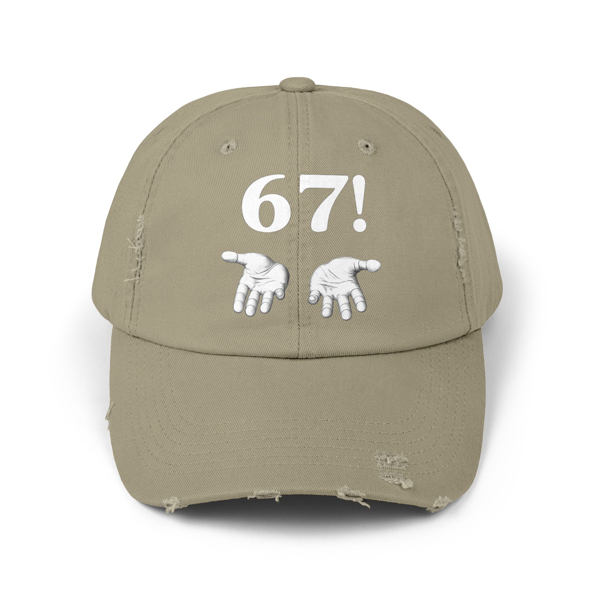 Distressed Cap — "6-7!" Hands Graphic Baseball Hat