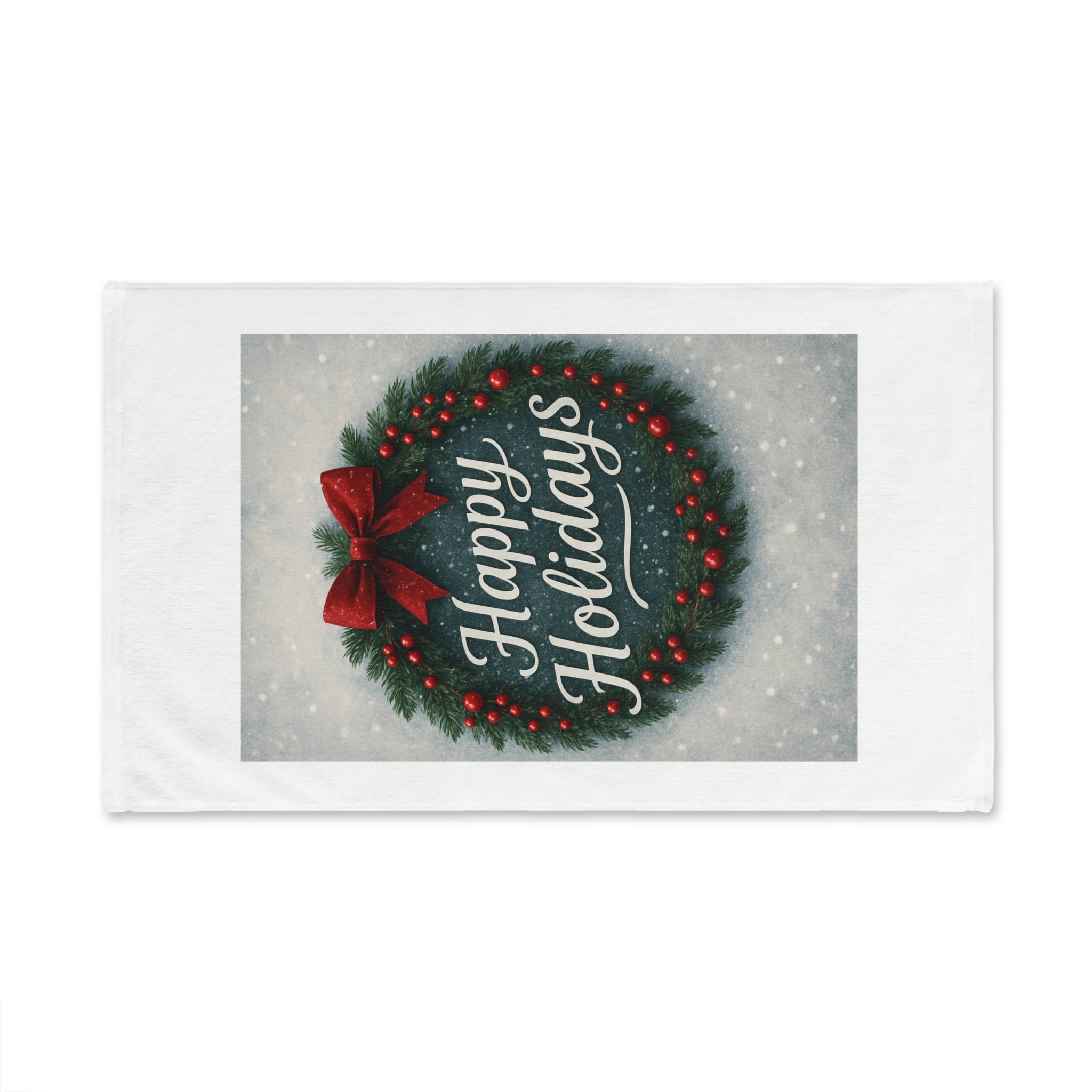 Happy Holidays Wreath Hand Towel — Festive Christmas Decor & Guest Towel