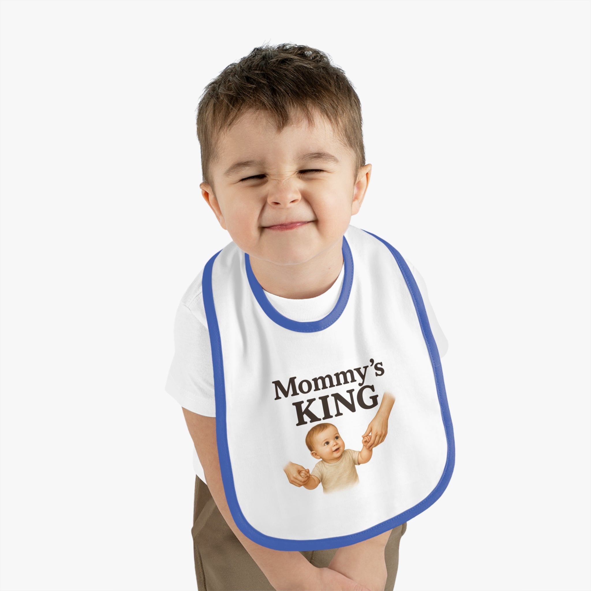 Mommy's King Baby Bib — Contrast Trim Jersey Feeding Bib