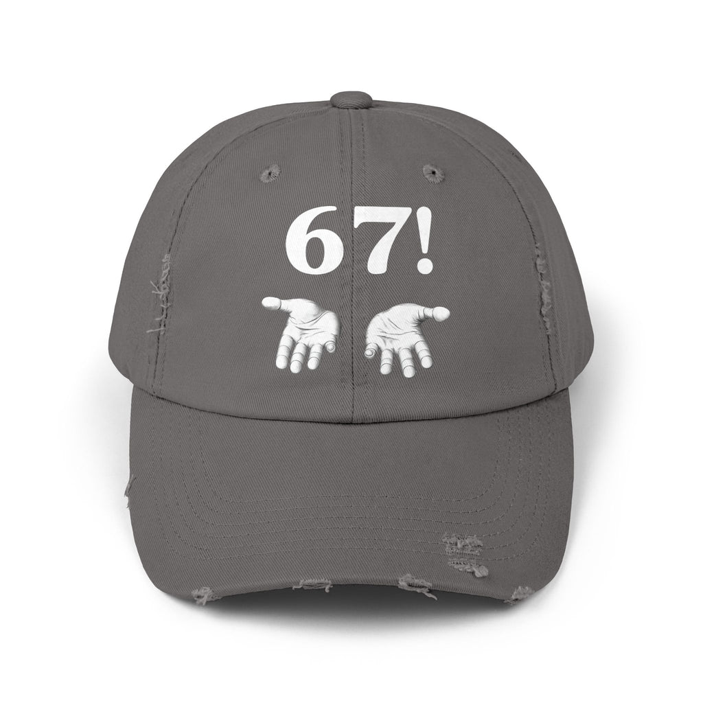 Distressed Cap — "6-7!" Hands Graphic Baseball Hat