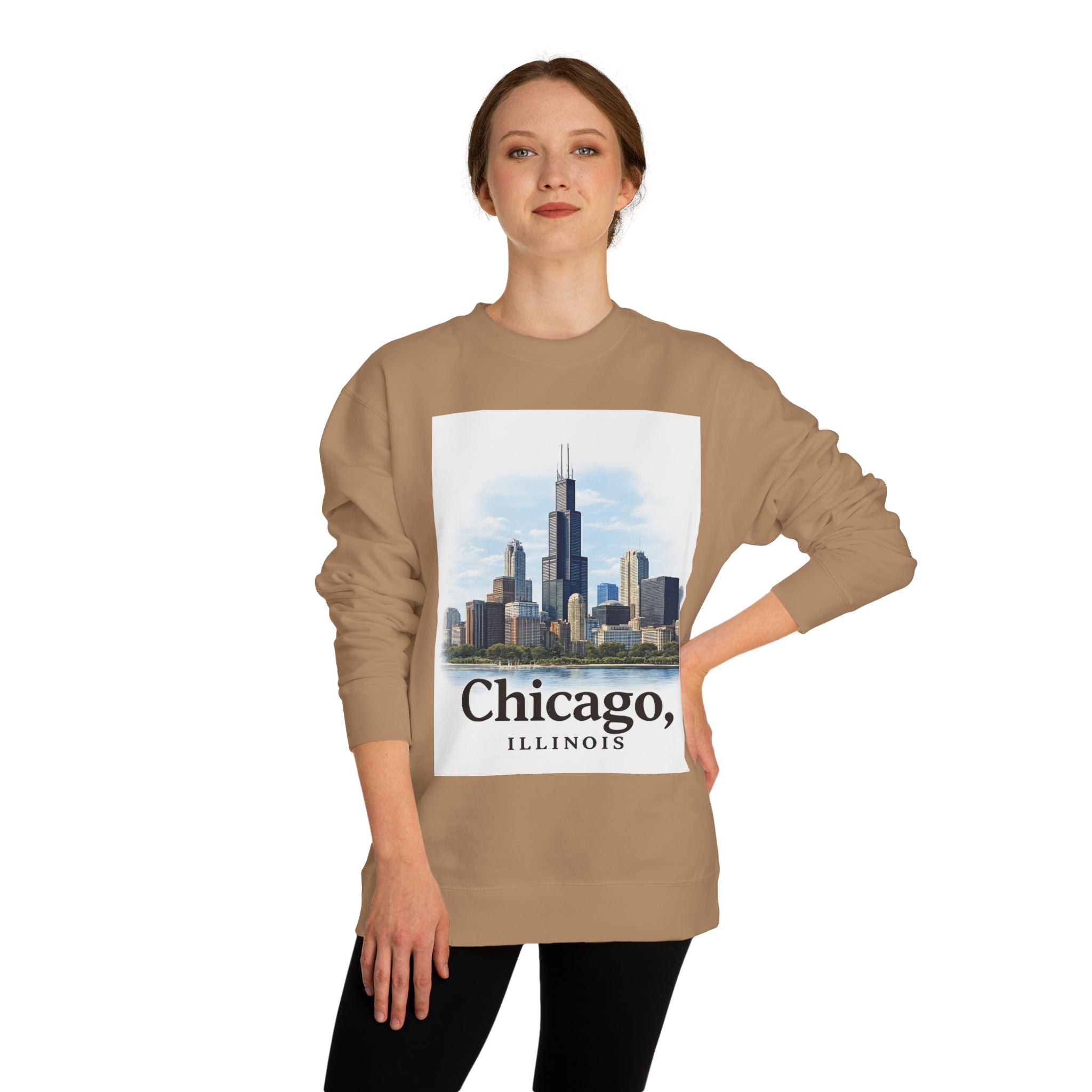 Chicago Skyline Crewneck Sweatshirt — Chicago, Illinois Cityscape Pullover