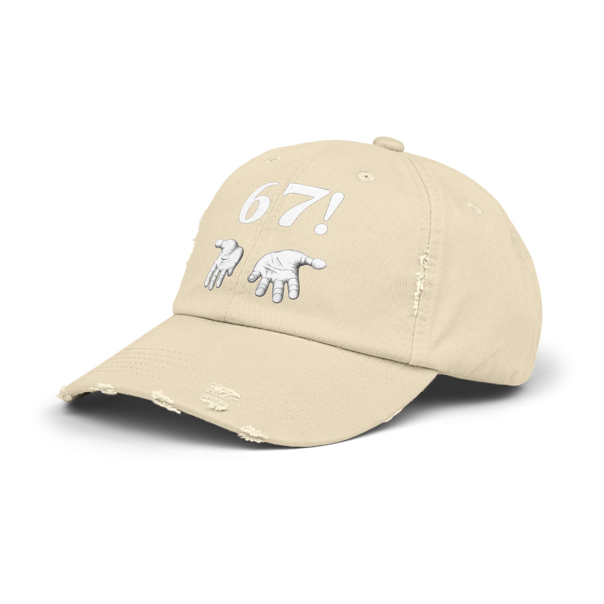 Distressed Cap — "6-7!" Hands Graphic Baseball Hat