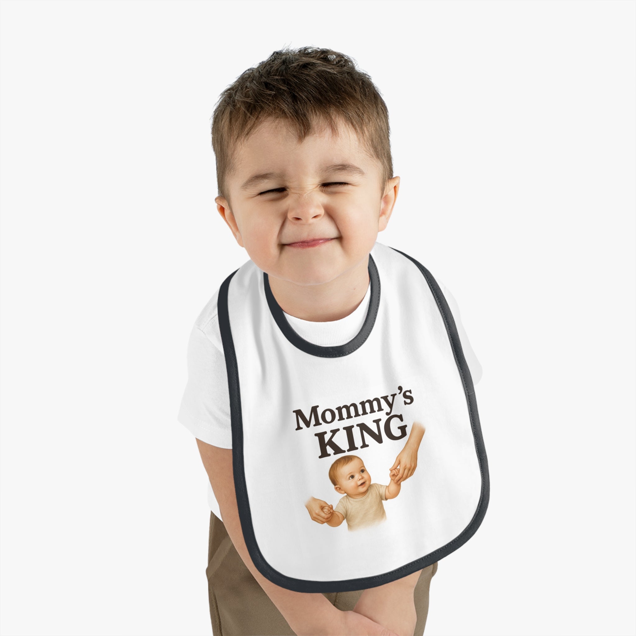 Mommy's King Baby Bib — Contrast Trim Jersey Feeding Bib