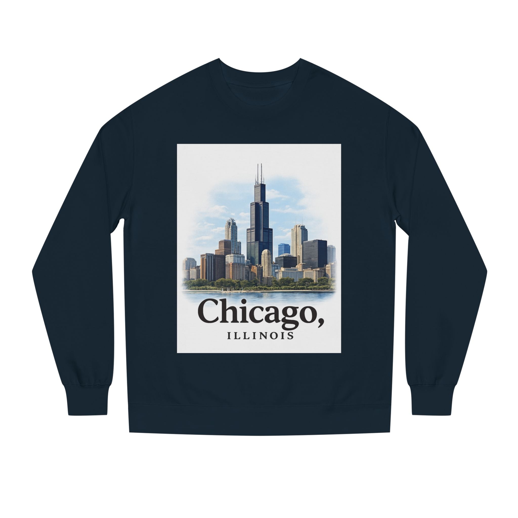 Chicago Skyline Crewneck Sweatshirt — Chicago, Illinois Cityscape Pullover