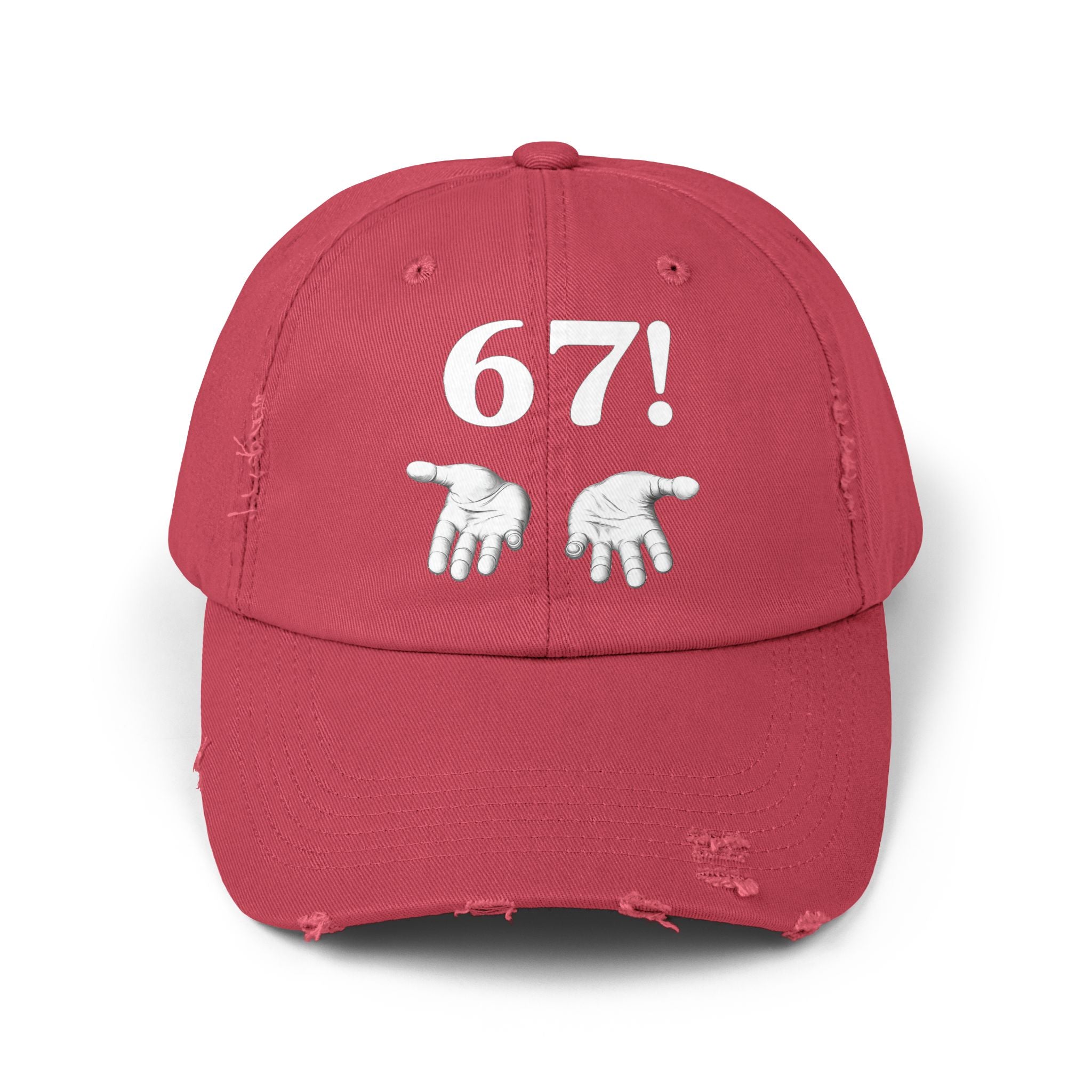 Distressed Cap — "6-7!" Hands Graphic Baseball Hat