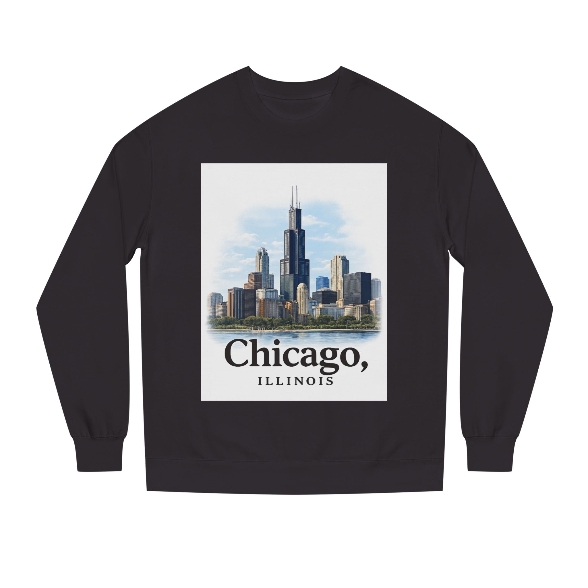 Chicago Skyline Crewneck Sweatshirt — Chicago, Illinois Cityscape Pullover