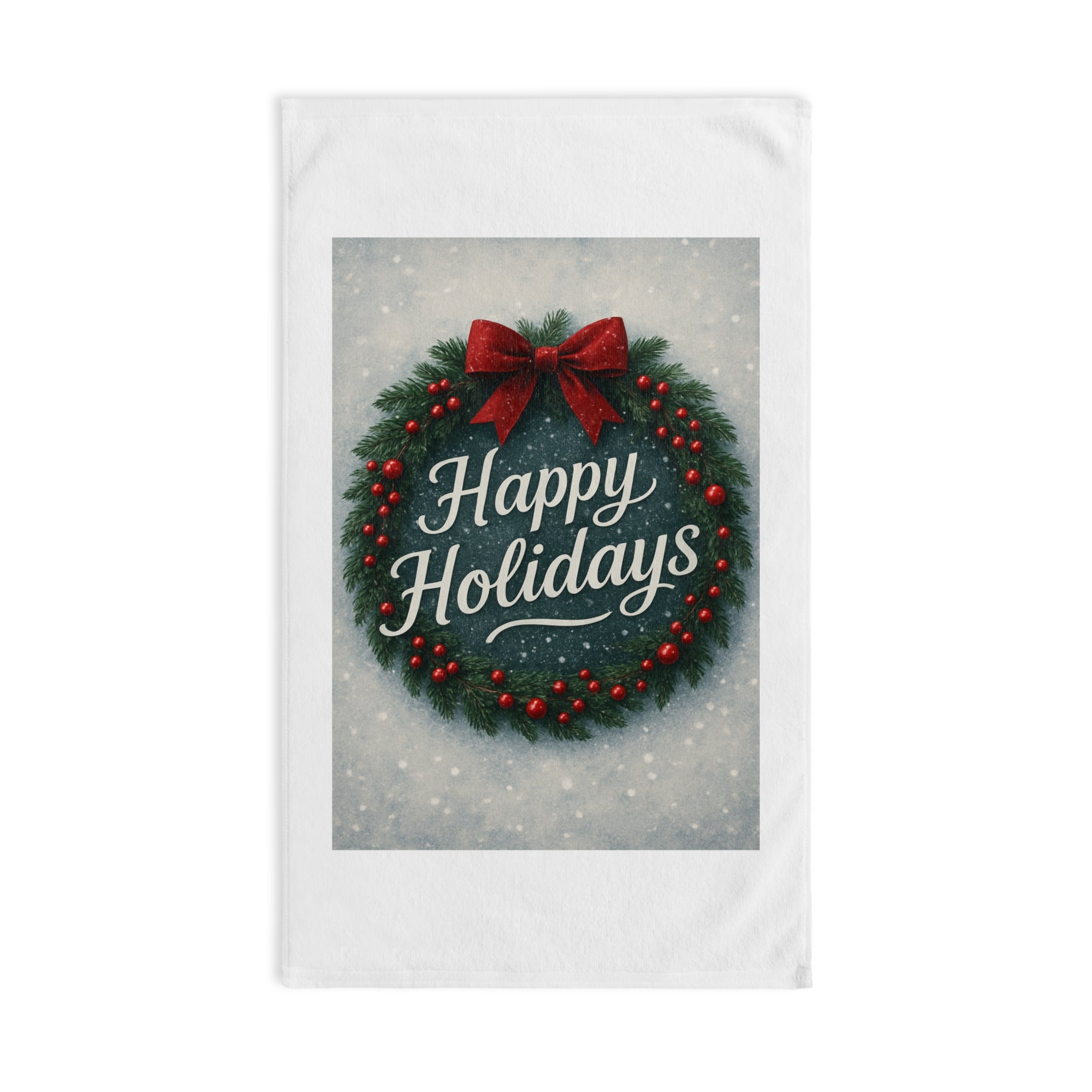 Happy Holidays Wreath Hand Towel — Festive Christmas Decor & Guest Towel