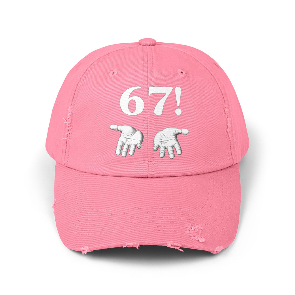 Distressed Cap — "6-7!" Hands Graphic Baseball Hat