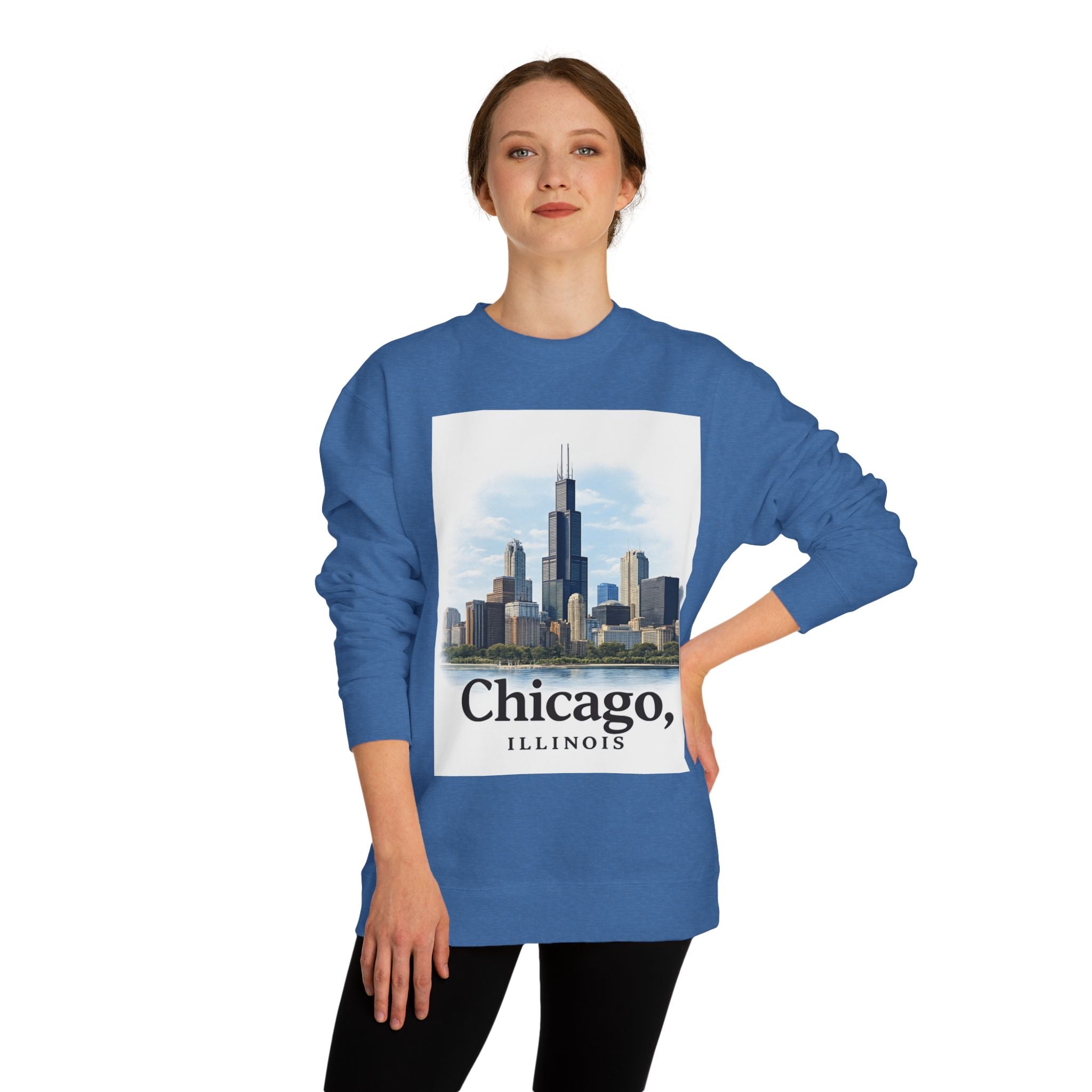 Chicago Skyline Crewneck Sweatshirt — Chicago, Illinois Cityscape Pullover