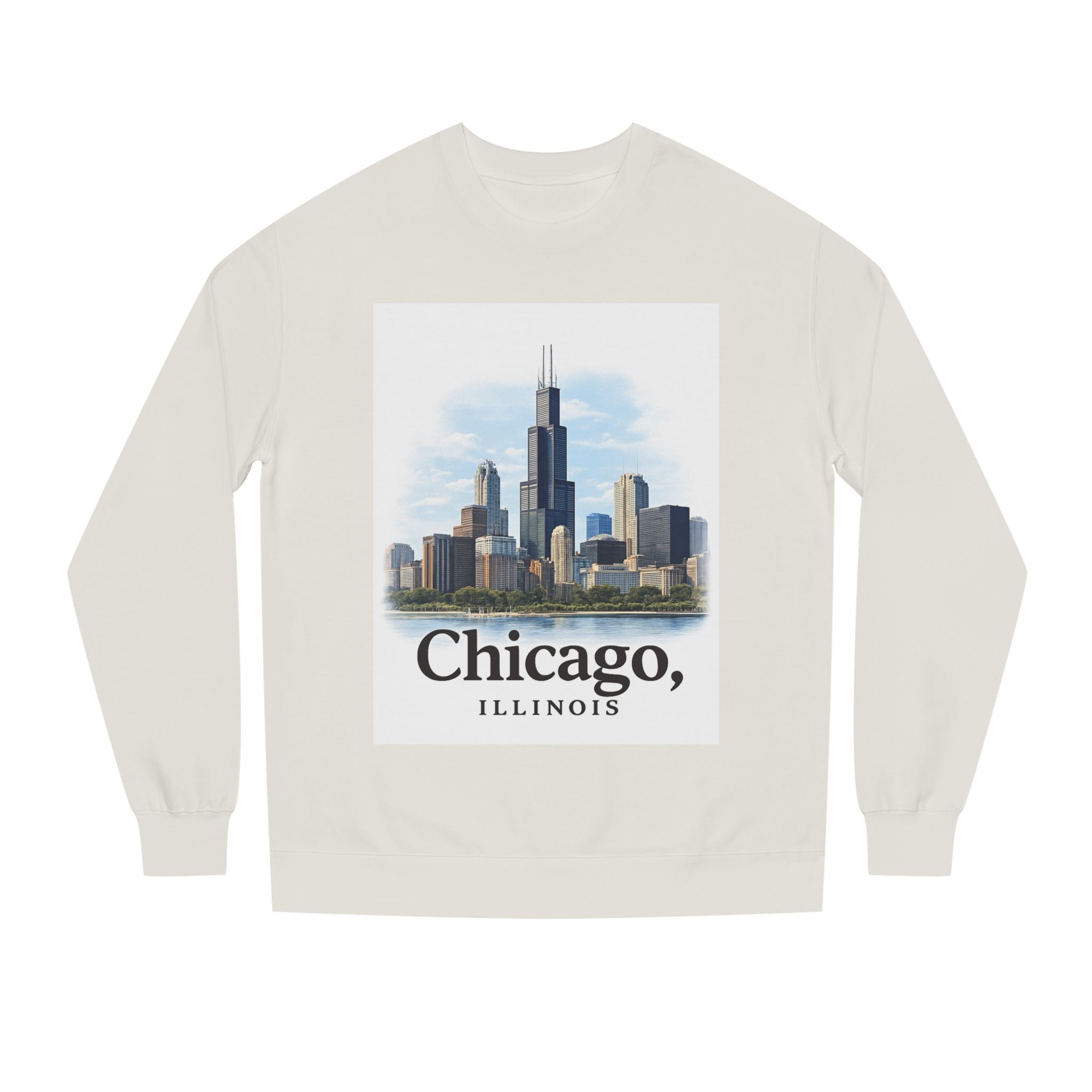 Chicago Skyline Crewneck Sweatshirt — Chicago, Illinois Cityscape Pullover