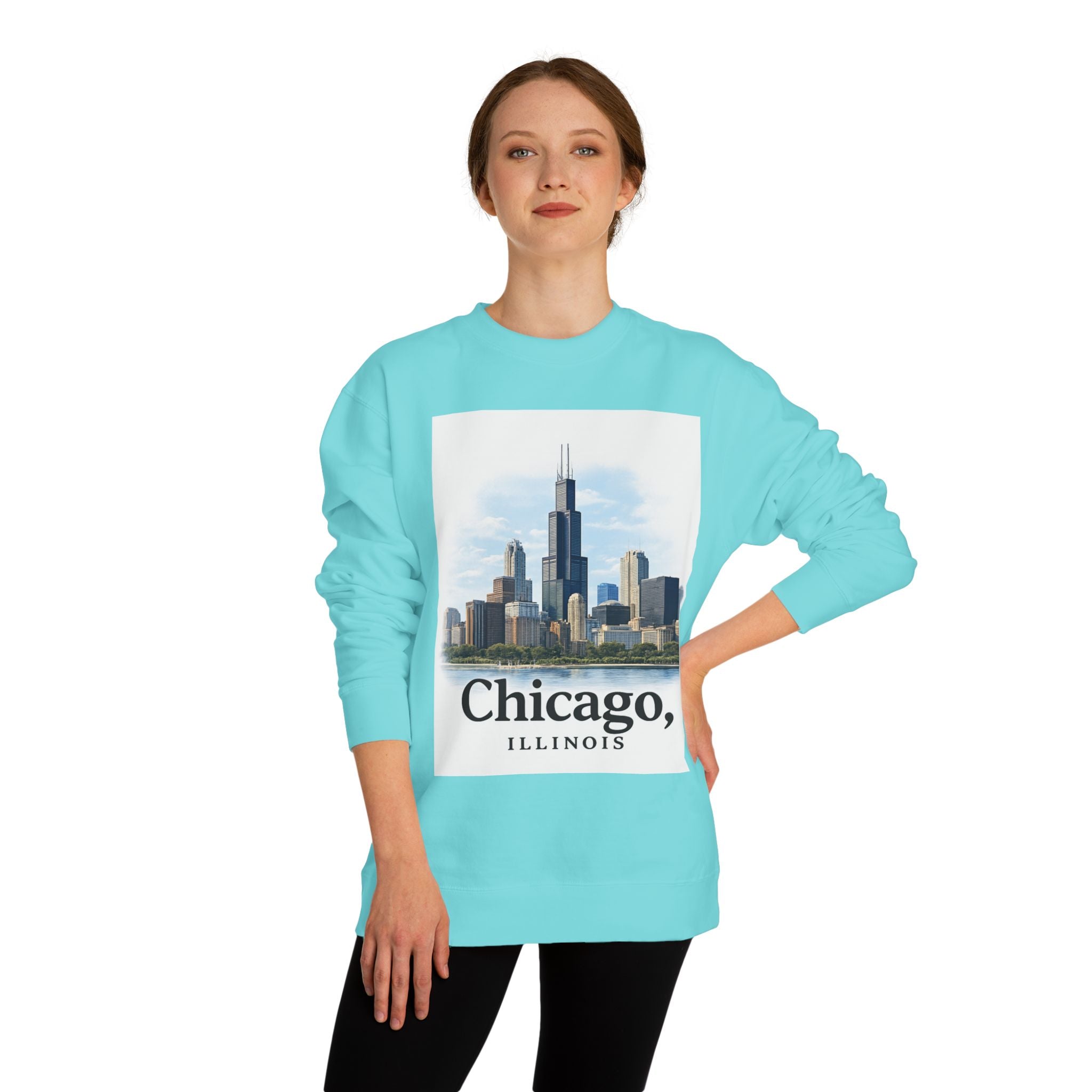 Chicago Skyline Crewneck Sweatshirt — Chicago, Illinois Cityscape Pullover