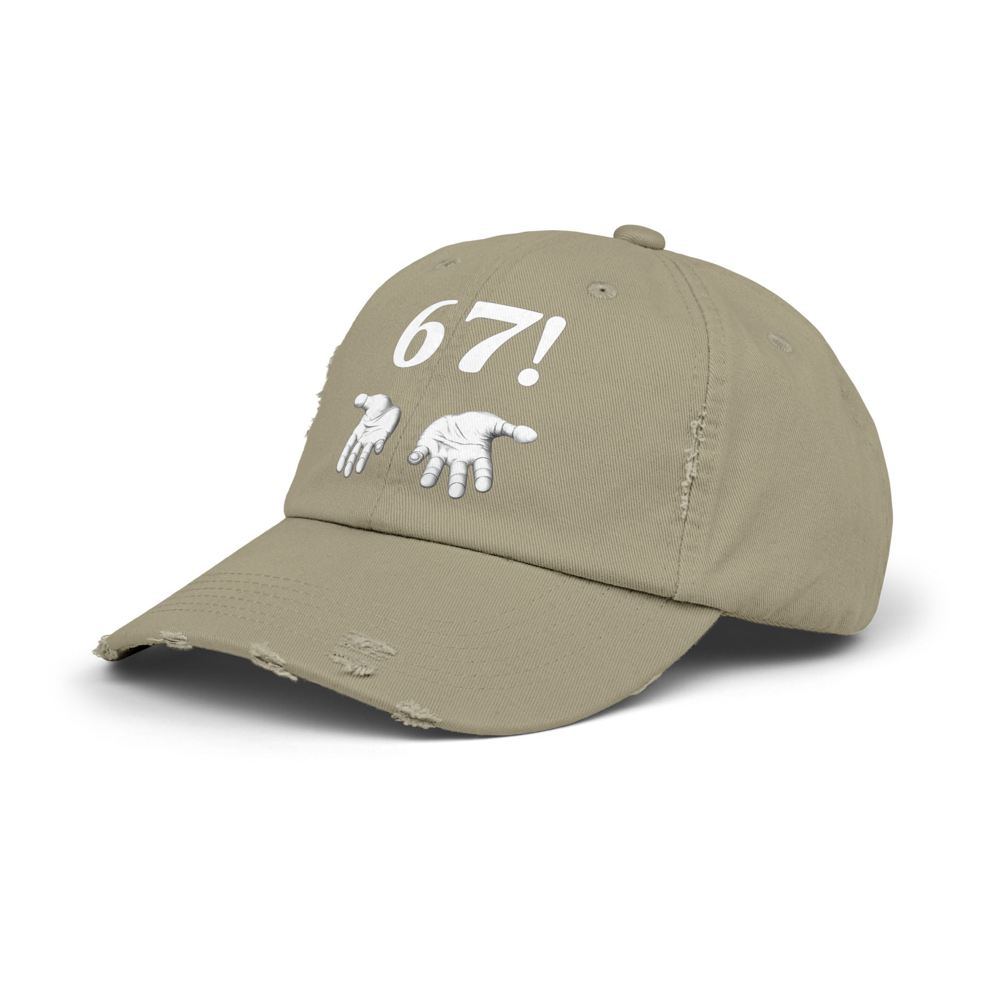 Distressed Cap — "6-7!" Hands Graphic Baseball Hat