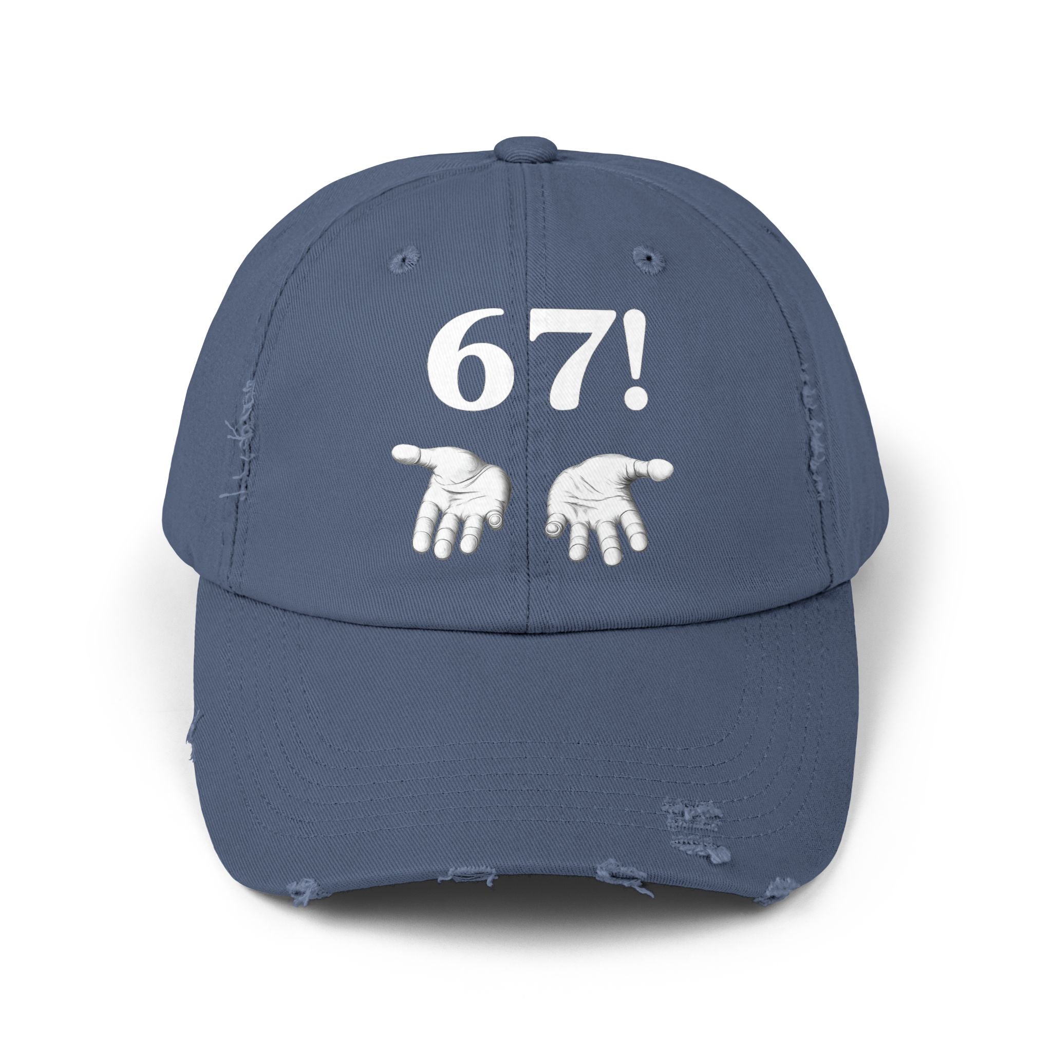 Distressed Cap — "6-7!" Hands Graphic Baseball Hat