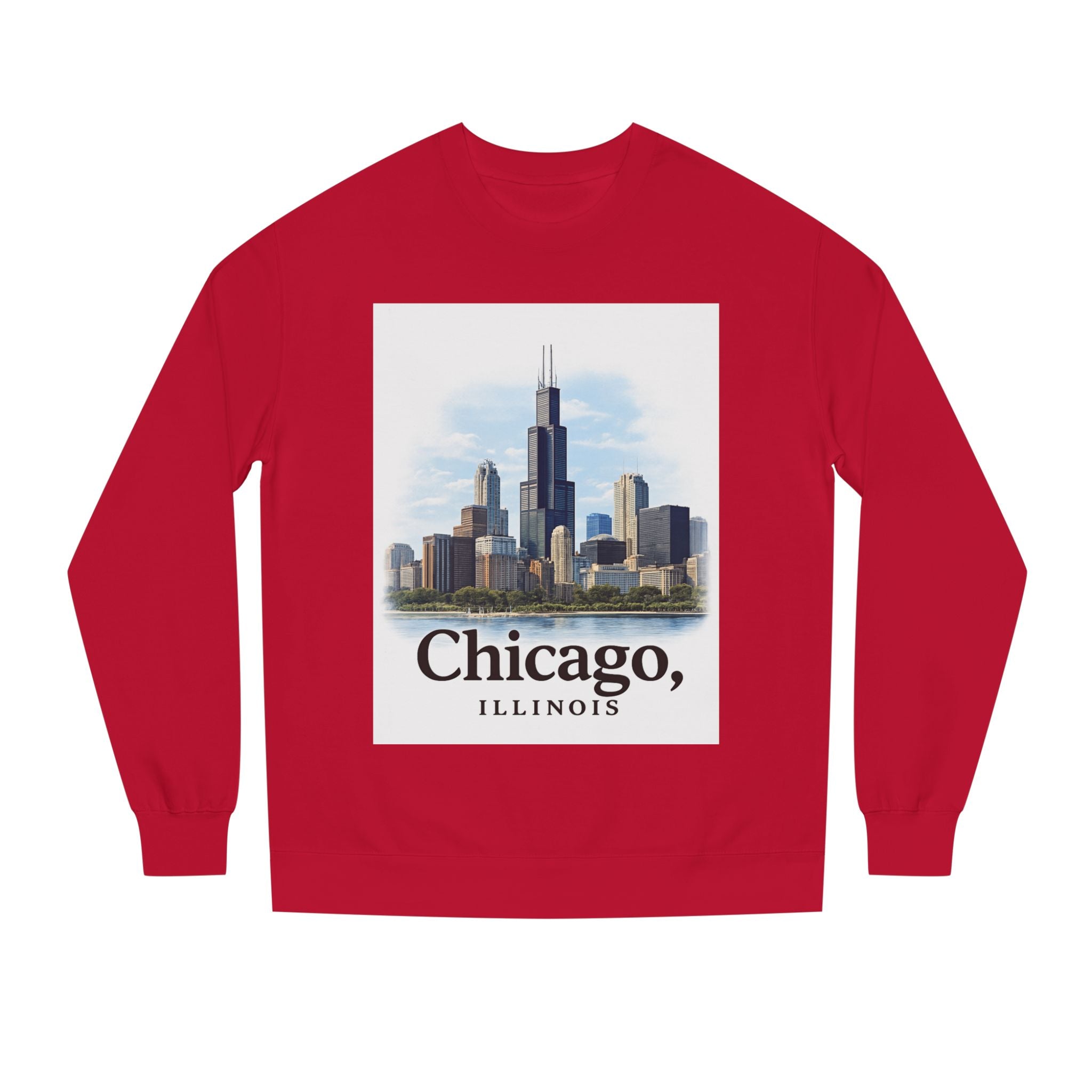 Chicago Skyline Crewneck Sweatshirt — Chicago, Illinois Cityscape Pullover