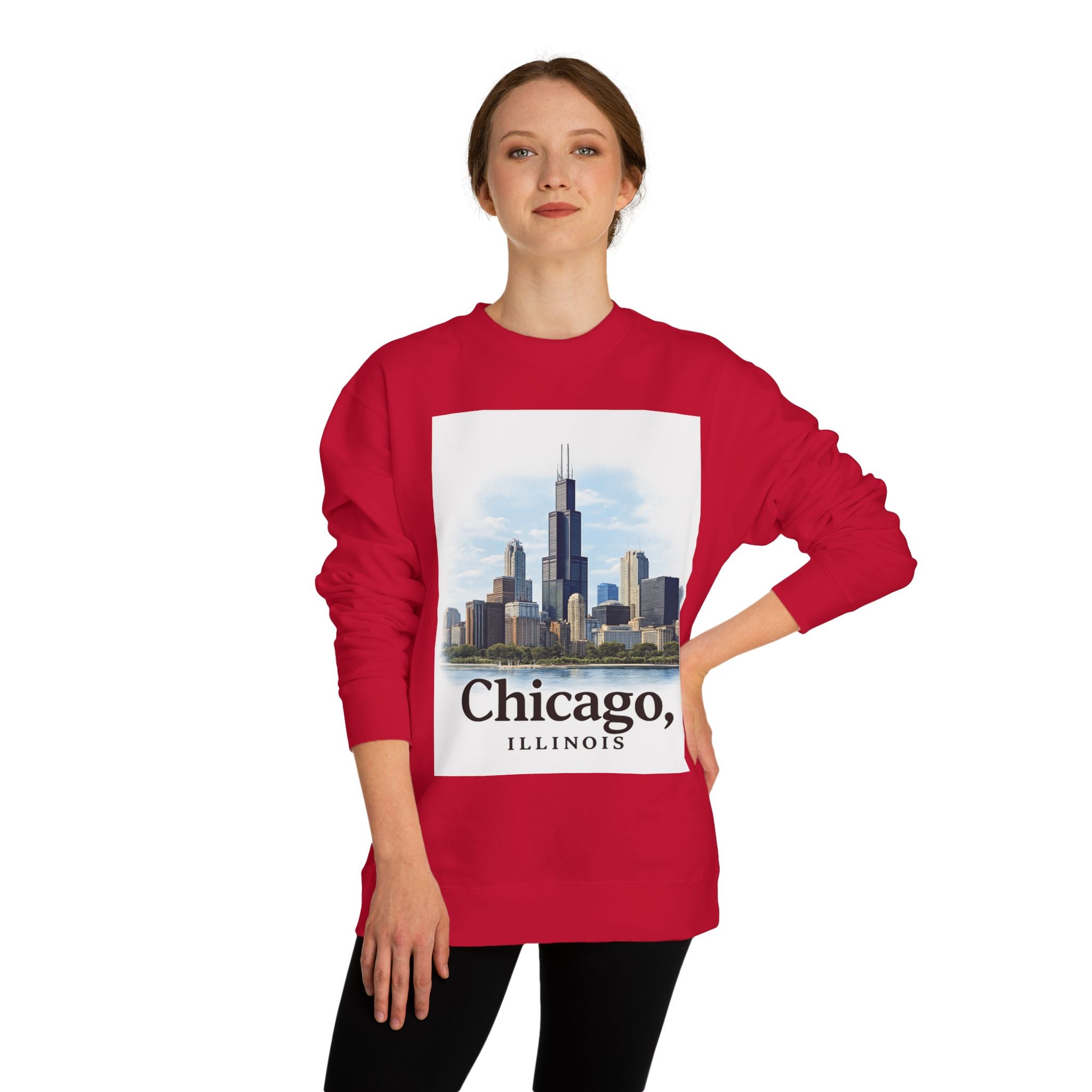 Chicago Skyline Crewneck Sweatshirt — Chicago, Illinois Cityscape Pullover