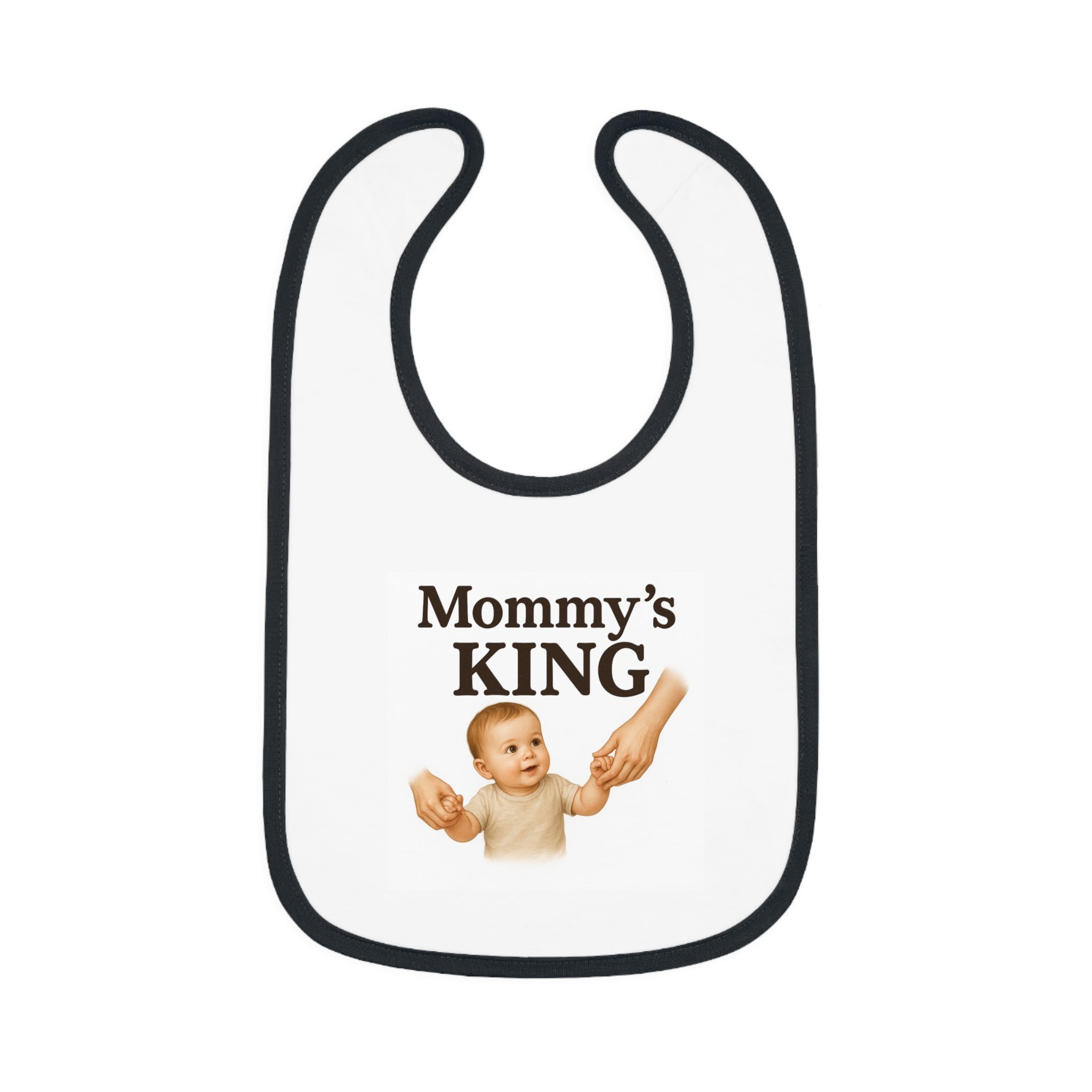Mommy's King Baby Bib — Contrast Trim Jersey Feeding Bib