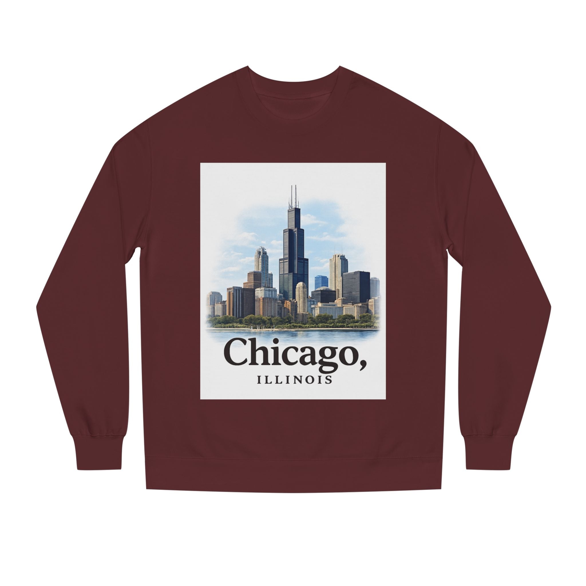 Chicago Skyline Crewneck Sweatshirt — Chicago, Illinois Cityscape Pullover