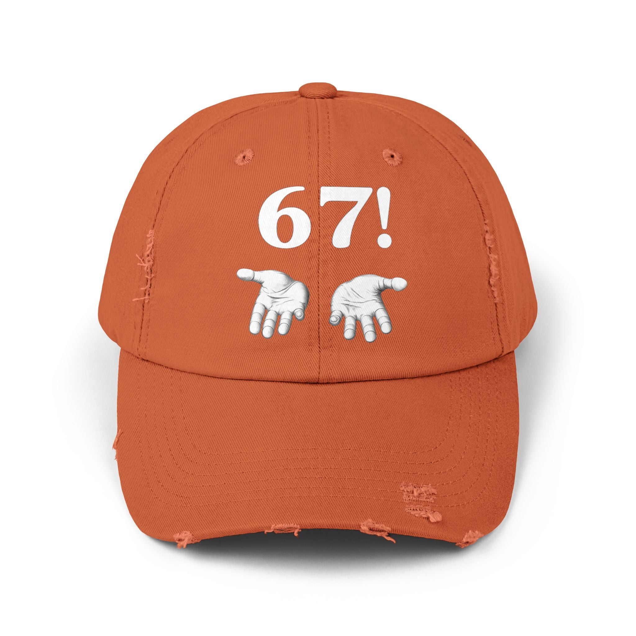 Distressed Cap — "6-7!" Hands Graphic Baseball Hat