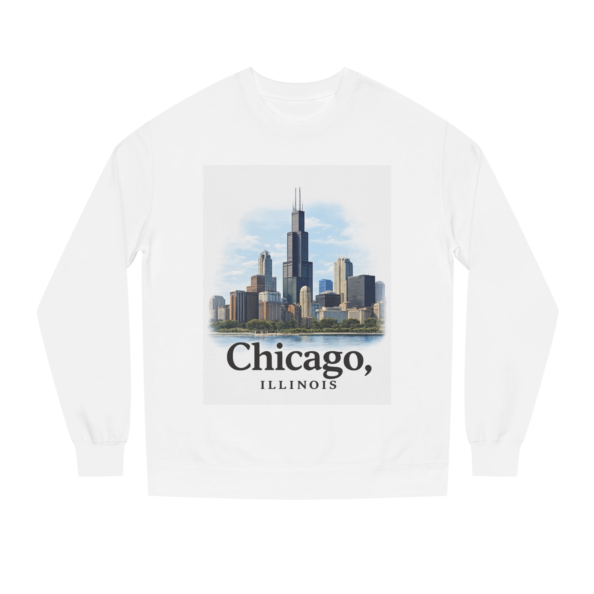 Chicago Skyline Crewneck Sweatshirt — Chicago, Illinois Cityscape Pullover